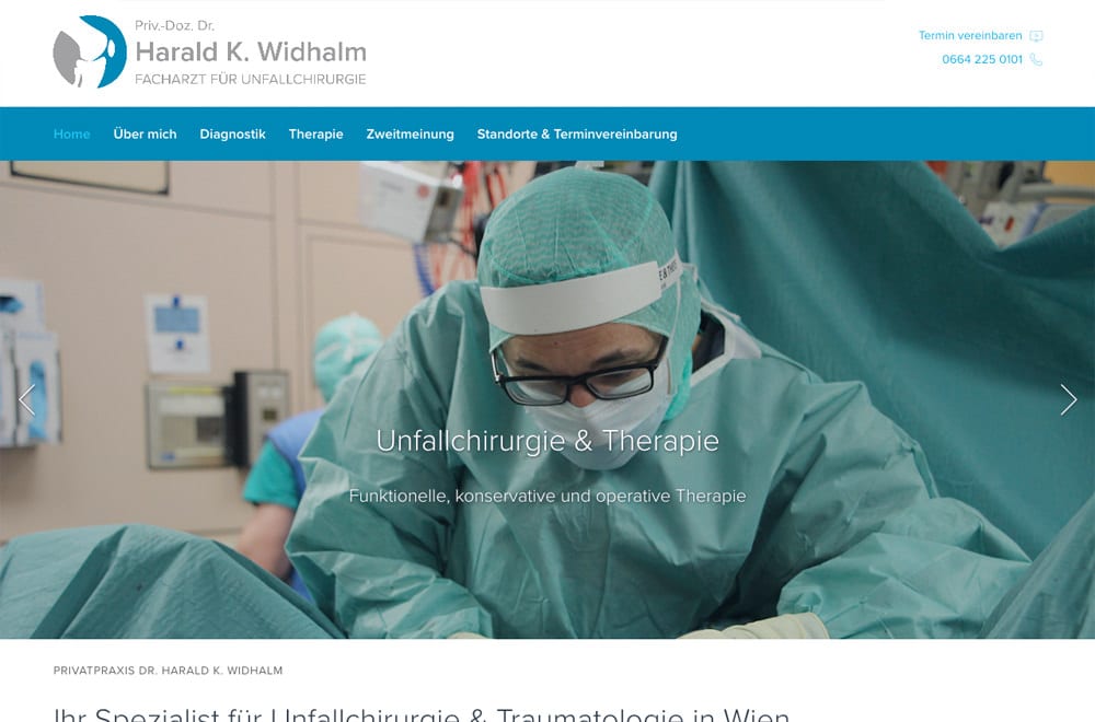 Webdesign Beispiel: Corporate Design, Responsive Webdesign für Unfallchirurgie/Arzt
