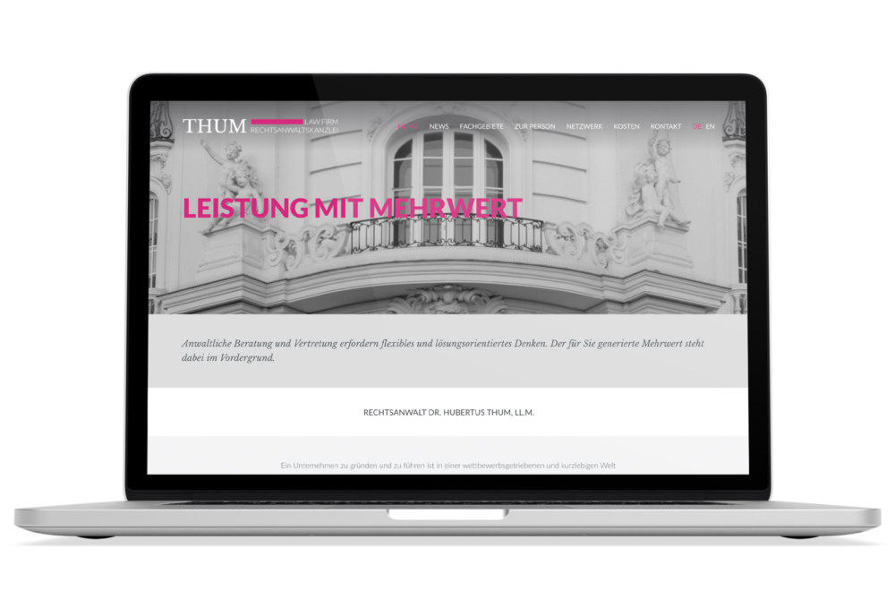 Beispiel: Logodesign, Corporate Design, Responsive Webdesign, WordPress für Rechtsanwalt Dr. Thum