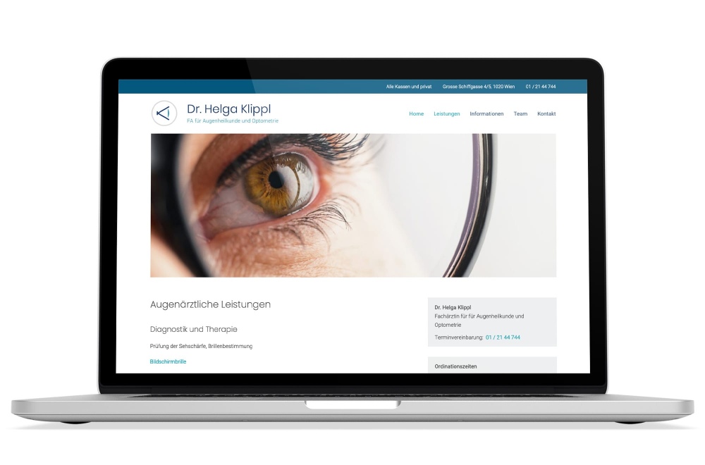 Arzt Webdesign Wien: Logodesign, Responsive Webdesign, WordPress für Augenärztin
