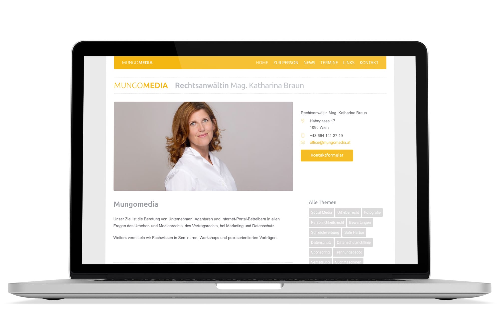 Webdesign Beispiel: Responsive Webdesign, WordPress für Rechtsanwalt Wien