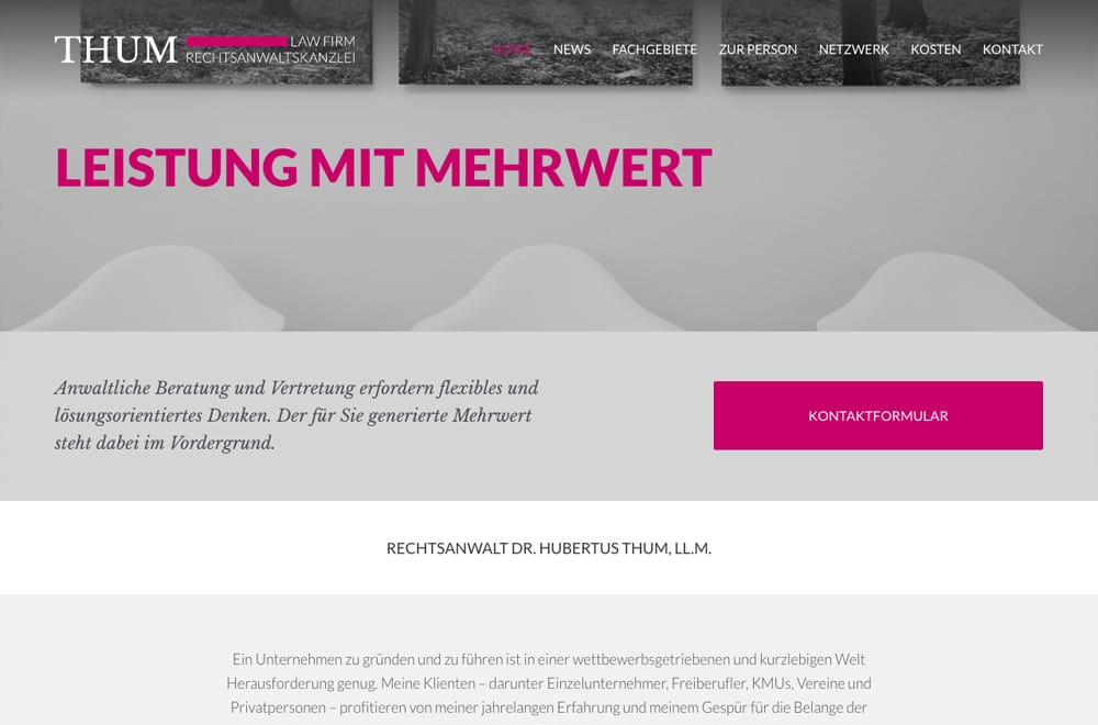 Webdesign Beispiel: Logodesign, Corporate Design, Responsive Webdesign, WordPress für Rechtsanwalt Wien