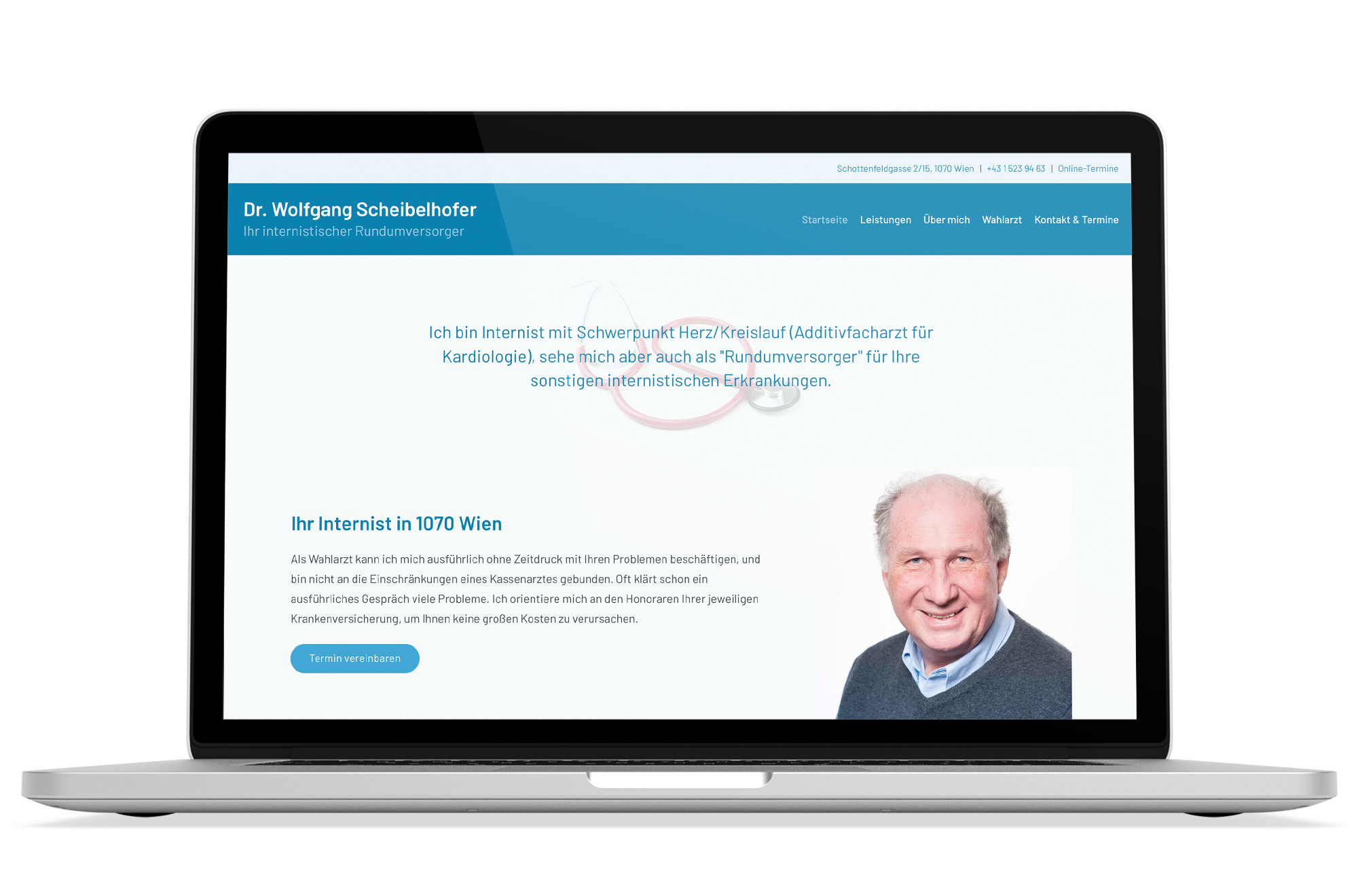 Webdesign Beispiel: Responsive Webdesign für  Facharzt für Innere Medizin