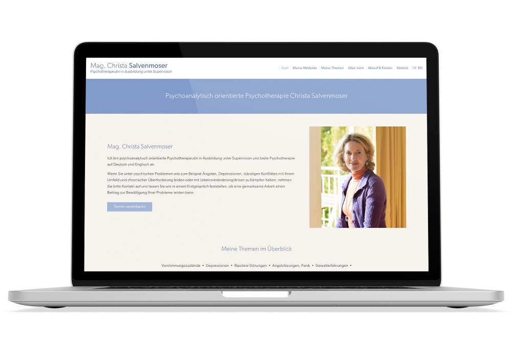 Beispiel: Corporate Design, Responsive Webdesign, WordPress für Psychotherapeutin