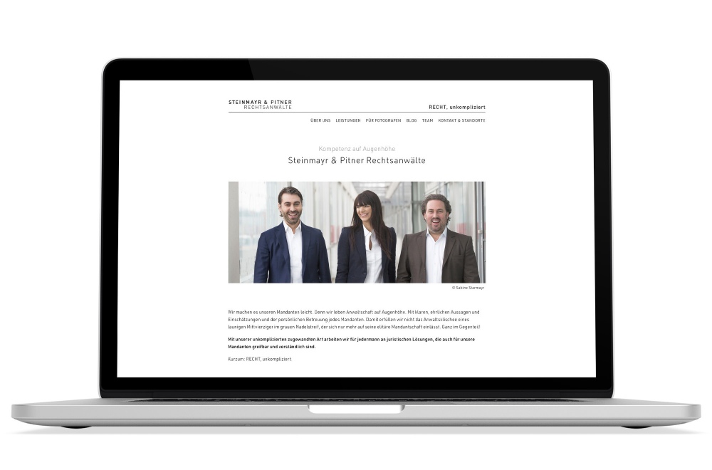 Beispiel: Responsive Webdesign, WordPress, SEO für Steinmayr & Pitner Rechtsanwälte