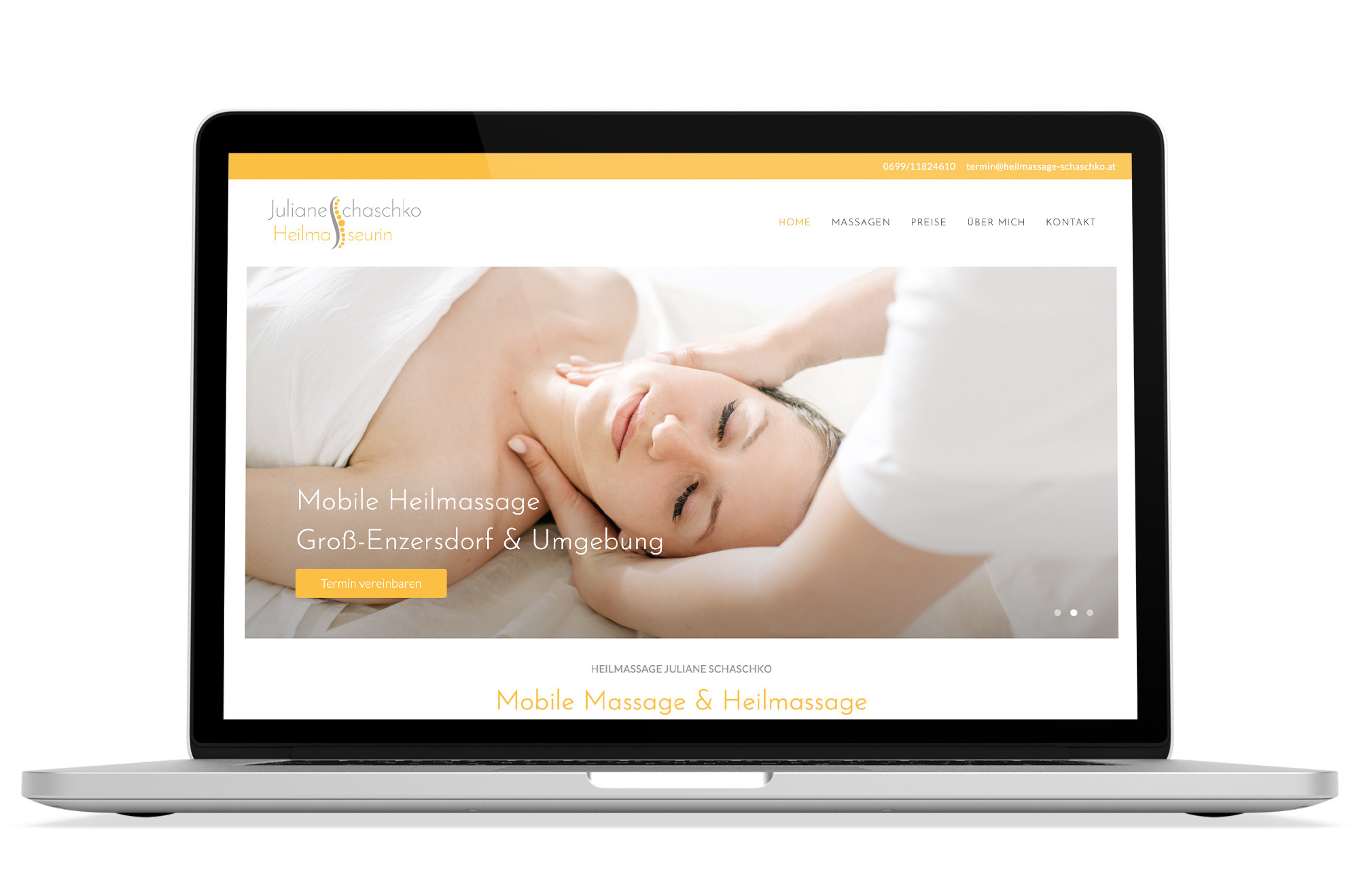 Webdesign Beispiel: Responsive Webdesign, WordPress für Massage