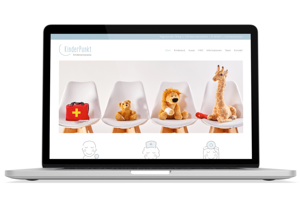 Beispiel: Logodesign, Corporate Design, Responsive Webdesign, WordPress für Kinderarzt-Praxis