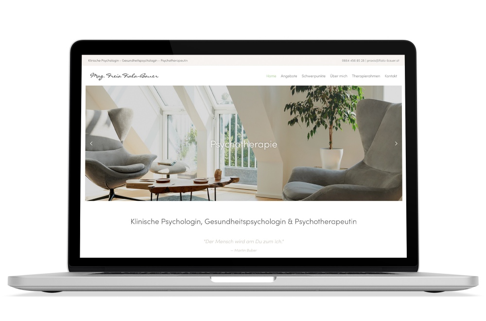 Beispiel: Responsive Webdesign, WordPress für Klinische Psychologin, Gesundheits­psychologin & Psychotherapeutin