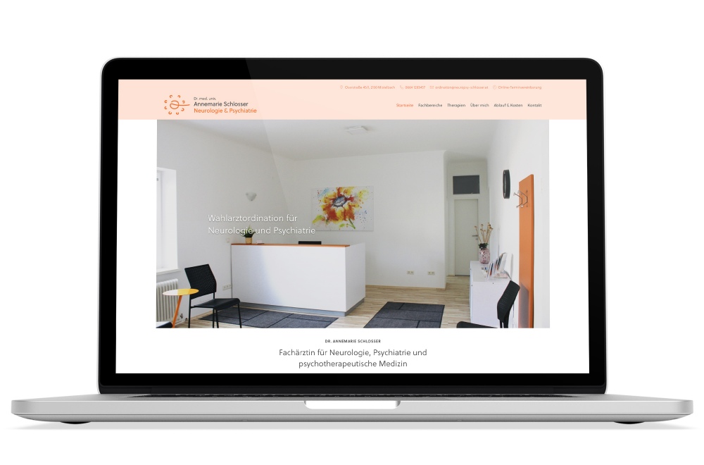 Beispiel: Logodesign, Responsive Webdesign, WordPress für Wahlarztordination für Neurologie und Psychiatrie